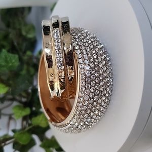 2 Gold with CZ Crystals Cuff and Hinge / Clamper Styles New